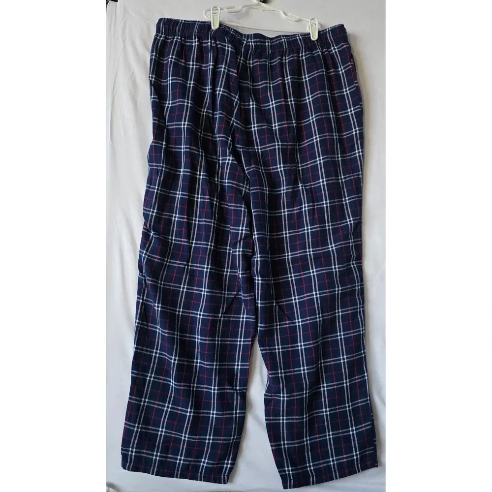 Lands End Mens Flannel Pajama Pants XL Navy Blue Red Plaid Sleepwear 453929